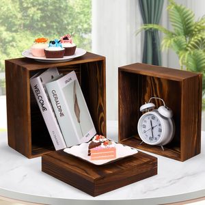 <span class=keywords><strong>Lot</strong></span> de 6 supports de présentation en <span class=keywords><strong>bois</strong></span> rustique pour gâteaux et cupcakes, rehausseurs alimentaires carrés pour buffet, caisses en <span class=keywords><strong>bois</strong></span> - Product Image 3