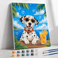 Peinture à l'huile décorative DIY, peinture par numéros, design moderne de chien adorable, kit cadeau sur toile encadrée pour adulte