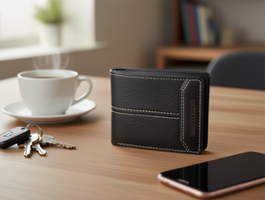Portafoglio da Uomo in Vera Pelle, Chiusura Corta Pieghevole, Stile Minimalista, Ideale come Regalo - Product Image 2