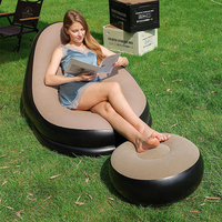 Canapé gonflable portable confortable et durable en PVC floqué avec repose-pieds et dossier séparés pour jeux en extérieur dans la cour