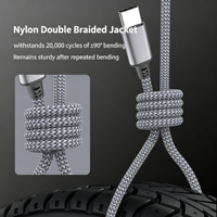 Kabel Pengisian Daya Nilon Terjalin Dual Type-C PD 60W Pengisian Cepat dengan Konduktor Tembaga Murni untuk Smartphone Laptop Perangkat IOS