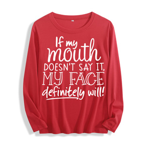 Tela suave "Si mi <span class=keywords><strong>boca</strong></span> no lo dice Mi cara citará el gráfico" <span class=keywords><strong>Camiseta</strong></span> <span class=keywords><strong>de</strong></span> manga larga Multi colores - Product Image 2