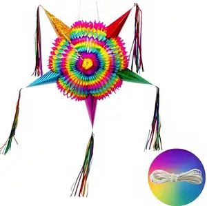 Extra Large Festive Star Rainbow Pinatas Traditional Mexican Themed Party Hanging Decorations
