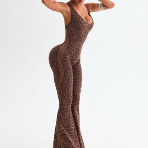 Nuova Tendenza 2026: <span class=keywords><strong>Tuta</strong></span> Intera Senza Maniche con Stampa Leopardata, Stile Boutique alla Moda - Product Image 5