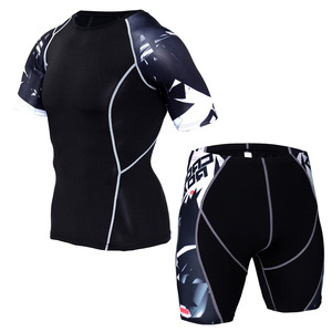 Ensemble de fitness d'été XL pour homme Collants de sport légers et respirants à séchage rapide Manches courtes Imprimé Fighting <span class=keywords><strong>Yoga</strong></span> Adultes - Product Image 4