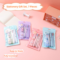 Ensemble cadeau de papeterie 7 pièces couleur macaron avec stylo gel, ruban correcteur, gomme et crayon pour l'école et les études des élèves