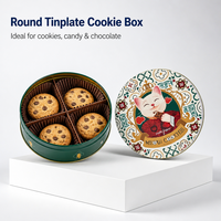 Boîte en métal ronde personnalisée avec logo, plateau intérieur amovible, boîte à biscuits en fer blanc de qualité alimentaire pour bonbons et chocolats, vente en gros