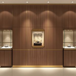 תכשיטים מודרניים מותאמים אישית חנות חנות קיר רכוב תצוגה זכוכית ארון התצוגה עם אור - Product Image 4