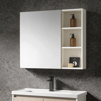Ensemble de meuble-lavabo mural moderne et compact avec armoire miroir et étagères de rangement ouvertes