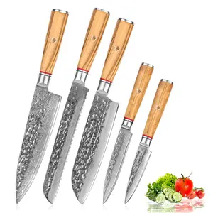 Best Japanese 67 layer Damascus steel Multifunctional Chopping Knife Olive wood handlen 7 inch Santoku Chef Knife