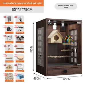 Slimme Vogelkooi Papegaai Panoramisch Luxe Villa Massief Houten Ventilerende Duurzame Constante Temperatuur Geluidsdichte RVS - Product Image 2