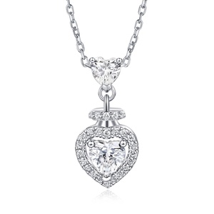 Collar con Colgante en Forma de Corazón de Plata de Ley 925, Chapado en Rodio, con Circonita, Joyería Moderna para Mujer, Fiesta de Compromiso - Product Image 1