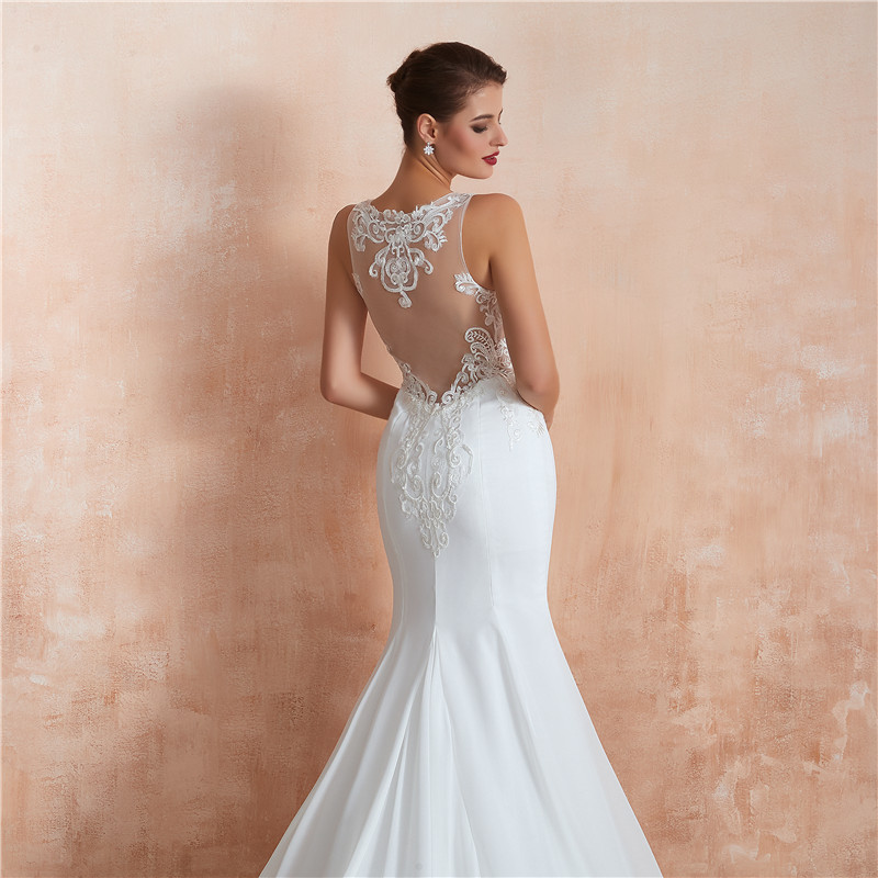 chinese dress ladies Sexy Luxury Halter Lace Sweetheart Mermaid With Long Train Wedding Dre –  SposaBridal main image 0