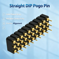 Connecteur Pogo Pin Denentech 2,54 mm à triple rangée, droit, DIP, femelle, à ressort, en laiton plaqué, pour PCB