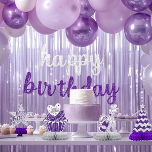 Decorazioni di <span class=keywords><strong>Compleanno</strong></span> Viola e Argento, Centrotavola a Nido d'Ape per Donne e Adulti, Decorazioni per Tavolo di <span class=keywords><strong>Buon</strong></span> <span class=keywords><strong>Compleanno</strong></span>, Accessori per Feste - Product Image 5