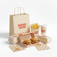 Boîte à hamburger et frites jetable personnalisée avec logo, en papier, résistante à la graisse, pour emporter, emballage de repas rapides