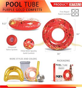 ห่วงยางว่ายน้ำสีแดงวิบวับสำหรับผู้ใหญ่ เพิ่มความสนุกในน้ำ - Product Image 2