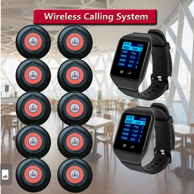 CATEL Restaurant Pager Buzzer Wireless Calling System Waiter Call Button Transmitter Watch Hour Clock Receiver for Restaurants