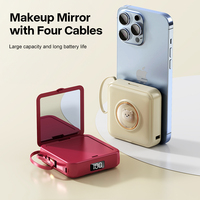 Espejo de Maquillaje Portátil SUPER Sep 2025, Bonito y Compacto, con Banco de Energía de 10000 mAh y 4 Cables, Regalos de Navidad para Niñas