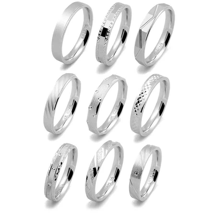 RSA-TM-TF Wedding Ring Sets 925 Custom Couple 18k Gold Plated Sterling Silver Ring For Men Women