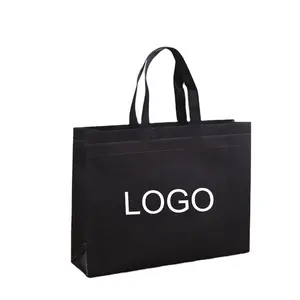 도매 사용자 정의 작은 재사용 가방 핸들 블랙 패브릭 토트 가방 강하고 에코 친화적 인 비 짠 쇼핑 가방