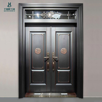 Portes d'entrée commerciales en aluminium coulé épaissi et surélevé, design colonne romaine, portes antivol sur mesure pour villa