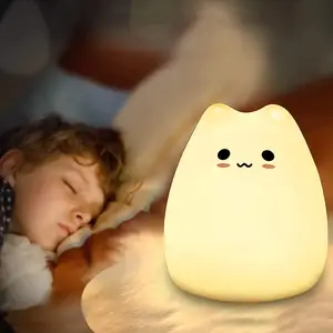 소프트 고양이 멀티 컬러 실리콘 아기 보육등 LED 야간 조명 실리콘 야간 조명