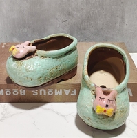 Chaud coréen mignon petites chaussures en céramique Pot de plante succulente dessin animé en trois dimensions