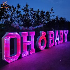 OH BABY 4ft Colorful <strong>LED</strong> Mirror Marquee Letters <strong>Numbers</strong> for Baby Shower Gender Reveal, Wedding Birthday Party Shop Display Decor - Product Image 1