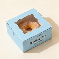 Boîte en papier personnalisée à faible MOQ, recyclable et économique, avec fenêtre, pour emballage de donuts, snacks, gâteaux, desserts, biscuits, chocolats