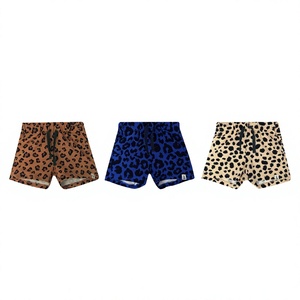Pantalones cortos con estampado de leopardo para hombre, pantalones cortos informales con cordón y cintura elástica, color cobre, cobalto, crema, buena calidad - Product Image 5