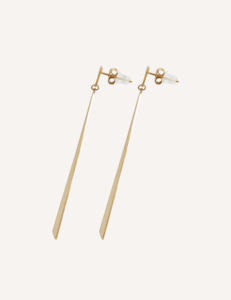 Orecchini YXQ E295 in acciaio inossidabile spazzolato dorato, grandi, leggeri e dal design minimalista. - Product Image 2