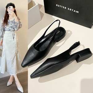 Sandales Baotou pour femmes, nouveau style d'été, bout pointu, talon épais, chaussures élégantes pour femmes - Product Image 5