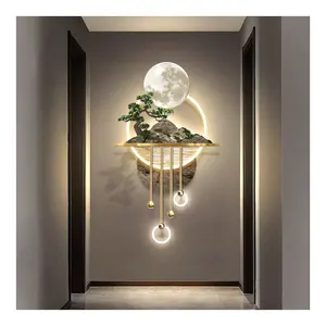 3D Three-Dimensional Porch Landscape Led Light Painting Art Wall Home Decor Luxury Led Light Wall Lamp Hanging Painting Murals