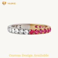 Cincin Berlian Igi Lab Eternity Ring Eternity Band Ring Emas 18k Berlian Buatan Laboratorium Cincin Pernikahan Ruby Klasik Cincin Ruby Asli untuk Pria