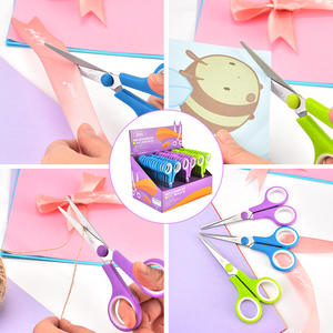 Tijeras para manualidades Deli Kids, 13,8 cm, mango de plástico de acero inoxidable, herramientas de corte para estudiantes, para proyectos de arte escolares - Product Image 1