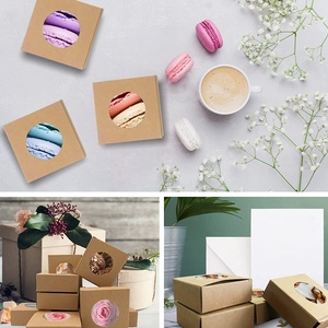 Bánh Quy Bánh Macaron Bánh Kẹo Trang Sức Xà Phòng Tiệc Cưới Ủng Hộ Nhỏ Mini Kraft Paper Pastry Hộp Quà Tặng Với Cửa Sổ Rõ Ràng - Product Image 2