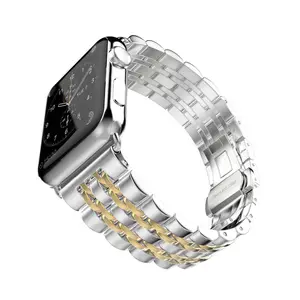 Bracelet en acier inoxydable de montre de sport de mode chaude pour la montre d'apple 38mm 40mm 42mm 44mm pour la bande d'écriture de série d'iwatch