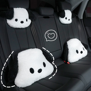 Coussin de soutien lombaire pour appuie-tête de voiture, motif chien noir et blanc, pour toutes les saisons, soulagement de la pression - Product Image 3