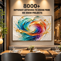 Grande peinture murale abstraite à l'huile, arc-en-ciel coloré, texture 3D, feuille d'or, peinture sur toile pour salle à manger, hôtel