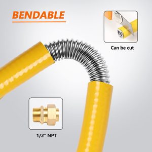 Kit de raccordement de tuyau commercial avec raccord rapide 3/4 pouces, tuyau de gaz jaune à surface lisse, dispositif de retenue de valve à passage complet - Product Image 2