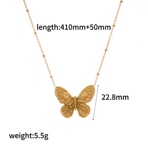 Conjunto de aretes y collar de acero inoxidable con diseño de mariposa para mujer, regalo de joyería de moda. - Product Image 5