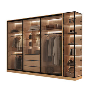 Armoire-penderie à portes coulissantes en bois massif MDF pour chambre à coucher à usage domestique personnalisée Placard combiné en L au plafond en forme de L - Product Image 5