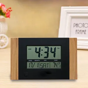 Relógio de mesa LCD grande multifuncional para casa grande, despertador digital personalizável