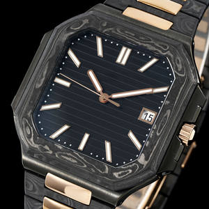 Reloj Mecánico Automático de Lujo para Hombre, Grado 5A, con Detalles en Oro Rosa Octagonal, Caja de Fibra de Carbono, Esfera con Indicador de Fecha - Product Image 2