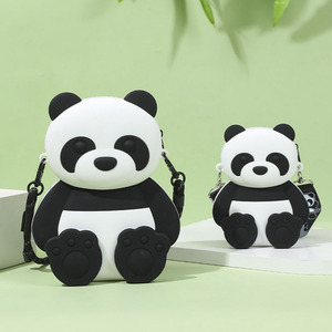 Silicone Waterproof Coin Purse Shoulder <strong>Bag</strong> with Zipper Closure Cartoon <strong>Panda</strong> Design for Kids Unisex Children's Handbag - Product Image 2