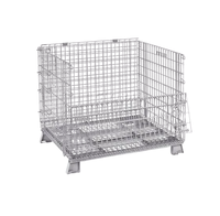 Conteneur de stockage en acier galvanisé robuste, grande capacité, boîte en maille d'entrepôt, cage métallique pliable, bac métallique empilable, OEM