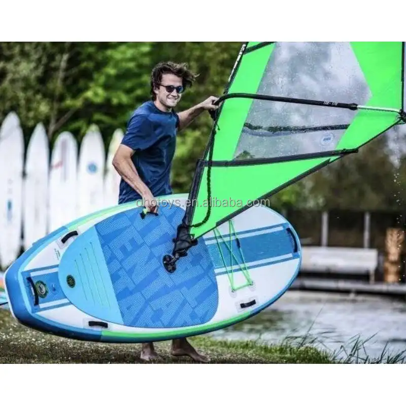 प्रत्यक्ष बिक्री 10ft Kitesurfing खड़े हो जाओ बोर्ड सभी दौर पवन Inflatable चप्पू बोर्ड हवा पानी खेल विंडसर्फिंग पाल के साथ बोर्ड