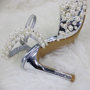 Big Size 46 Elegant Pearls Women Dress High Thin Heels Ankle Buckles Stiletto Shoes Lady Sexy Summer Open Toe <b>Sandals</b> - Product Image 6