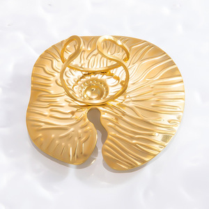 Stainless Steel Lotus Leaf <b>Ring</b> Gold Color Unisex Jewelry Gift Fashion <b>Rings</b> - Product Image 2